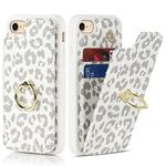 Ｈａｖａｙａ etui for iPhone SE case iPhone 8 case iPhone 7 case iPhone 8 Phone case with Card Holder for Women iPhone SE 2020/SE 2022/SE 2nd/SE 3rd Wallet case-White Leopard Print