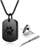 PiercingJak Stainless Steel Pet Ashes Urn Memorial Jewelry Cremation Urn Necklace Paw Print Keepsake Locket Pendant for Ashes with Fill Kit, Loss of Pet Cat Dog Sympathy