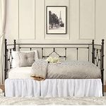 Dust Ruffle Daybed Skirt with Split Corners - Tailored Ruffled Daybed Skirt with Twin Size 16 Inch Drop - Bed Skirt Platform Base Three Sided Coverage - Ruffle Gather Style Bed Skirt - White