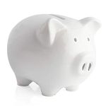 Ceramic Pink Piggy Bank, Makes a Perfect Unique Gift, Nursery Décor, Keepsake, or Savings Piggy Bank for Kids(White)