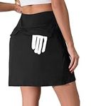 Oyamiki Women's Golf Skirt with Shorts High Waisted Athletic Tennis Workout Hiking Black Skirt with 4 Pockets