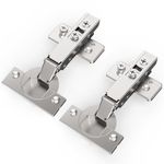 Chibery 60 Pack Full Overlay Soft Close Hinges, Self Closing, 3D Adjustment, Stop 85 ＆ 105 Degrees, Clip-on Plate, Stainless Steel for Concealed Frameless Cabinet Door, Satin Nickel