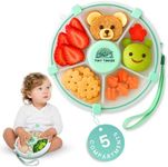 Snack Spinner for Kids – Snack Container for Toddlers with Lid, 5-Compartment BPA-Free Snack Box for Toddlers – Non Toxic, Leak-Proof, Easy Open, Dishwasher Safe Travel Snack Container (Green)