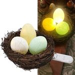 Light Autumn Artificial Bird Nest - Decorative Bird Nests for Shooting Props or Home Decor - Creative Rattan Twig Bird Nest for Garden - Party Favors for Easter and Baby Showers - Easter Eggs Decor