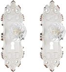 SOFFEE DESIGN 2pcs Vintage Cabinet Pull Drawer Knob, Distressed Closet Handle with Clear Crystal, Antique Door Knob with Mounting Screws for Cupboard, Kitchen Furniture - White