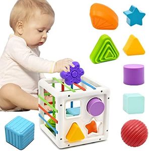 Baby Toys for 1 2 Year Old Boys Girls, Montessori Sensory Toys for 12 18 Months 1st Gifts Educational Learning Shape Sorter Activity Cube Travel Toys for Autism Toddlers Birthday Presents