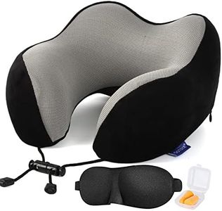 GOTDYA Travel Pillow,Travel Neck Pillows for Sleeping,100% Pure Memory Foam Soft Comfort & Support Pillow for Airplane/Car/Office&Home Rest Use-Black