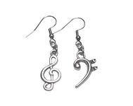 Music Lover's Earrings for Women Treble and Bass Clef Musician Singer Piano Music Theory