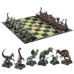 The Noble Collection Jurassic Park Chess Set - 32 Highly Detailed Plastic Chess Pieces - Officially Licensed Jurassic Park Film Set Movie Game Gifts