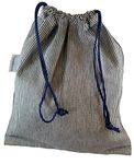 Travelstock Men's Drawstring Wash Bag - Navy/White striped Denim