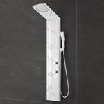 Plantex SS-304 Marble Textured Shower Panel for Bathroom with Showerhead/Hand Shower with Hose Pipe & Clamp/Body Massage Jets/Bathroom Shower System -(KM-8099)