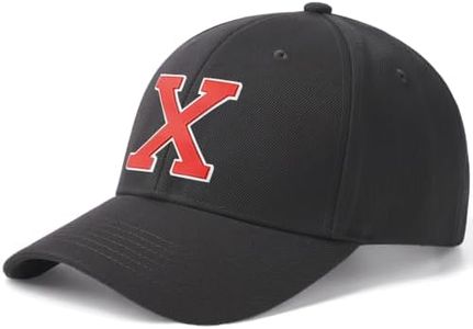 Classic Baseball Hat Custom A to Z Initial Team Letter, Black Cap White Red Letter X