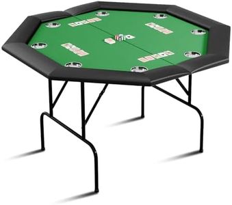 Poker Table Foldable, Casino Leisure Texas Holdem Game Table with 8 Deep Stainless Steel Cup Holders, Portable 8 Players Octagon Blackjack Gaming Table, for Family Games, Club, Outdoor Camping