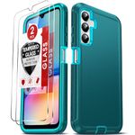 LeYi for Samsung Galaxy A05S Case: Samsung A05S 4G Cover with 2Pcs Tempered Glass Screen Protector, Heavy Duty 3 in 1 Full Body Shockproof Android Cell Phone Basic Case fara Ao5S 4G 6.7", Teal Blue