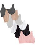 Fruit of the Loom Women's Built Up Tank Style Sports Bra, Sand/White/Heather Grey/Black/Blushing Rose/Charcoal, 38