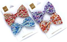 Girls Bow Hair Clip Set - 2 x 2-PC cards - Floral