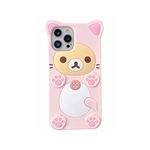 HYHMXB Phone Cover, 3D Cute Cat Paw Bear Design Soft Silicone Shockproof Bumper All-Round Strong Protective Phone Case Compatible with iPhone 13 for Girls Women Pink