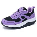 AOV Womens Walking Shoes with Arch Support | Plantar Fasciitis Pain Relief Orthotic Sneakers | Supportive for Gym Workout Running Size 9 BlackPurple