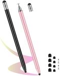 Flintronic Tablet Pen 3 in 1 Rubber Stylus Pen, High Sensitivity Dual Head Stylus, Suitable for All Phones/Tablets/Apple/iPad/Samsung Galaxy/Xiaomi/IOS/Android etc (Black+Pink)