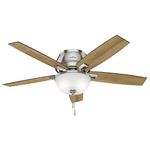 Hunter Fan Company Hunter 52" Donegan Ceiling Fan with Light, Metal, Brushed Nickel Finish