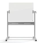 Nobo Glass Mobile Whiteboard with Horizontal Pivot (Flips Top to Bottom), Magnetic, 1200 x 900 mm, Includes Marker and Extra Strong Magnets, White, 1903943