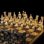 Decorbeats 100% Pure Brass 'Luxury Chess' - (Spartan Edition) | 5.5 Kgs | Hand Eitched Thick Brass Board I Evershine Polished | Brilliant Under Warm Light | Luxury Decor | Symbolises Success, Kids