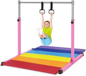 Safly Fun Gymnastics Bar with Mat for Kids Ages 3-15 for Home