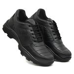 Tara Enterprises Men's Black Real Leather Sport Safety with Steel Toe Light Weight Industrial Safety Shoes for Men 09 (UK/India)