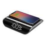 iHome Wireless Charger with Alarm Clock and USB Charger, Digital Clock with iPhone Charger and Samsung Charger for Apple and Samsung Devices