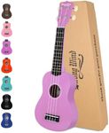 Strong Wind Soprano Ukulele 21 Inch Basswood Ukeleles for Beginners Four Strings Hawaiian Guitar Ukulele for Adults Teenagers, Purple