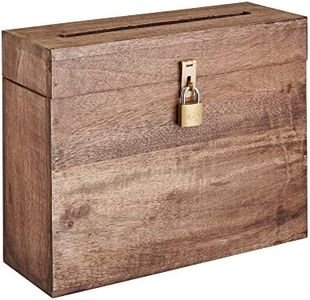 Eximious India Wedding Card Box with Card Slit and Lock Gift Card Box Wishing Well Card Box for Weddings, Receptions, Birthdays, Graduations, Baby Showers, Honeymoon Funds (Walnut)