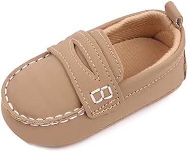 LONSOEN Baby Girls Boys Loafers Prewalker Dress Crib Shoes 0-6 Months,BAY230 Khaki 11