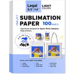 Printers Jack Sublimation Paper - 8.5 x 14 Inches, 100 Sheets 120gsm for Any Epson Sawgrass Inkjet Printer with Sublimation Ink, Heat Transfer Sublimation Paper for T-shirt, Mugs, Light Fabric