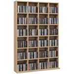 HOMCOM 480 CD/ 312 DVD Storage Shelf Rack Media Storage Unit Shelves Racks Wooden Display Unit with Adjustable Shelves, 89 x 130.5 cm, Natural Wood Finish