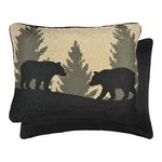 Donna Sharp Pillow Sham - Bear Walk Plaid Lodge Decorative Pillow Cover with Bear Pattern - King Size