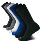 Tommy Hilfiger Men’s Athletic Socks–Cushion Crew Socks(6 Pack), Dark Green Assorted, 7-12