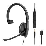 Sennheiser SC 135 USB-C (508355) - A monaural headset for professionals | with HD stereo sound, noise-canceling microphone and USB-C connector (black)