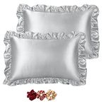 Lc Satin Silk Pillow Covers for Hair and Skin-with Satin Scrunchies for Women Stylish |Satin Pillow Covers for Hair and Skin 2pack |Silk Scrunchies for Women 3pack|Silk Pillow Case (Gray)