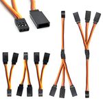 Servo Y Harness Splitter Cable 3 Pin Connector Wire Male to Female 4 Way Extension Lead Compatible with JR Futaba RC Car Airplanes (3PCS 1to2 and 2PCS 1to3)