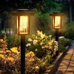 Solpex Solar Lights Outdoor Garden, 2 Pack LED Garden Solar Lights, Waterproof Solar Powered Path Lights for Garden, Patio, Landscape, Walkway, Warm White