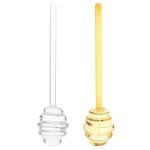 Kichvoe 2PCS Honey Dipper Glass Honey Stick Honey Spoon Dipper Stick Honey Jam Syrup Stirring Honey Server Spoon