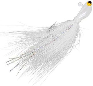 Charlie's Worms Potbelly Bucktail Jig 1/4oz, 3/8oz, 1/2oz. Hand-Tied Fishing Lure Freshwater Saltwater Bass Fishing (1/2 oz., White)