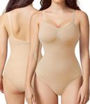 Junlan Women Backless Shapewear Bodysuit Tummy Control Full Body Shaper Seamless Waist Trainer Butt Lifter Leotard Top (Beige,L)