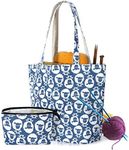 YARWO Knitting Bag with Small Zipper Pouch, Yarn Tote for Knitting Needles, Skeins of Yarn and Knitting Supplies On the Go, Sheep (Bag Only Patent Pending)