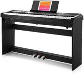 Donner Digital Piano Keyboard 88 Keys Weighted Semi with Piano Stand, Beginner Electric Piano Full Size with Triple Pedal, DEP-10S