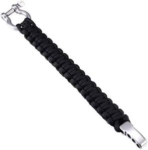 DonDon Paracord Pulsera de Supervivencia para Hombres Acero Inoxidable Fabricada Brazalete Trenzado para Actividades Outdoor Negro