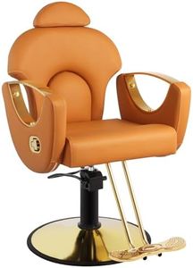 MIMWOW Salon Chair, Reclining Salon Chair for Hair Stylist, Barber Chair with Heavy Duty Hydraulic Pump, Hair Salon Chair Tattoo Chair Braiding Chair Beauty Spa Equipment, 360° Swivel, Brown