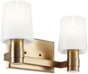 KICHLER Adani 2-Light Vanity, Modern Light with Opal Glass in Champagne Bronze, Bathroom or Powder Room (8.25" x 14.5"), 55175CPZ