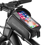 Rockbros Play Hard Bike Front Frame Bag Cycling Waterproof Top Tube Frame Pannier Mobile Phone Touch Screen Holder Bike Bag Fits Phones Below 6.0 Inch | Polyester, Tpu;Rubber,Carbon Fibre