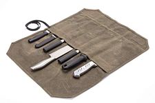 chengsan Heavy Duty 12OZ Waxed Canvas Chef Bag Knife Storage Roll Bag Portable 7 Slot Chef Bag Large Capacity Easy Carry with Wrapping Strap Superior Gift for Cooking Chef